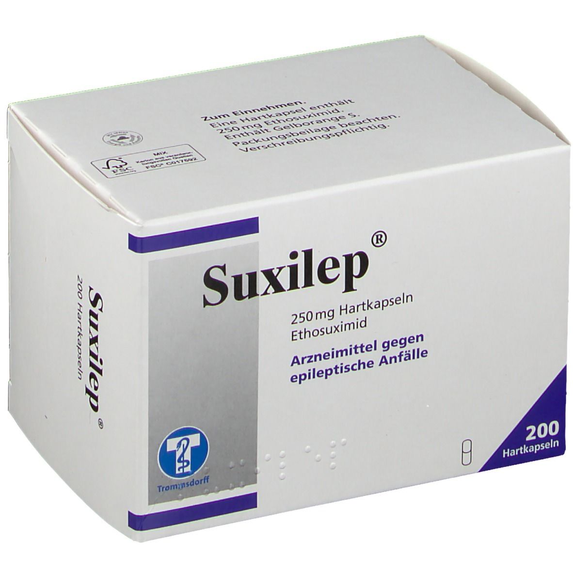 Купить Suxilep 250mg 200St Hartkapseln Trommsdorff PZN 06883756 оригинал упаковка